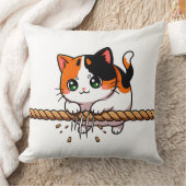 一本のロープ。一匹の猫。後悔はゼロ。 クッション (ブランケット)