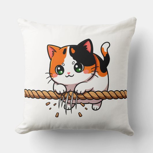 一本のロープ。一匹の猫。後悔はゼロ。 クッション (正面)