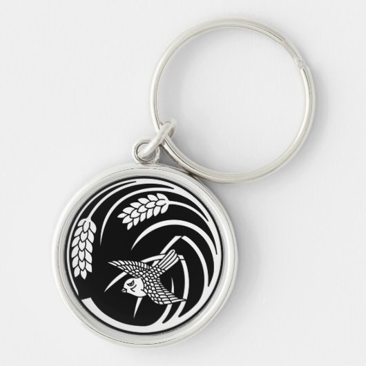 一本稲の丸に雀 キーホルダー (正面)