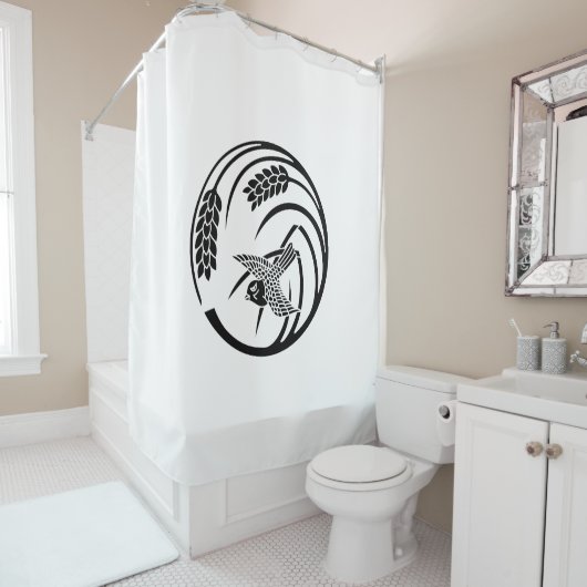 一本稲の丸に雀 シャワーカーテン (インサイチュ)