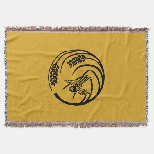 一本稲の丸に雀 スローブランケット (正面)