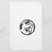 一本稲の丸に雀 便箋 (正面/裏面)