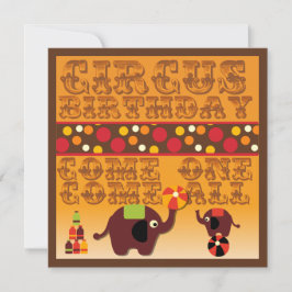一来つの来全サーカス誕生日招待状 招待状