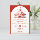 一来つ来!サーカステント誕生日パーティー 招待状 (スタンド正面)