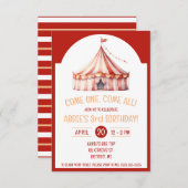 一来つ来!サーカステント誕生日パーティー 招待状 (正面/裏面)