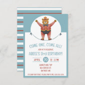 一来つ来!サーカスベアーバースデーパーティー 招待状 (正面/裏面)