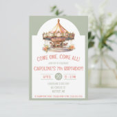 一来つ来!サーカス回転木馬誕生日パーティー 招待状 (スタンド正面)