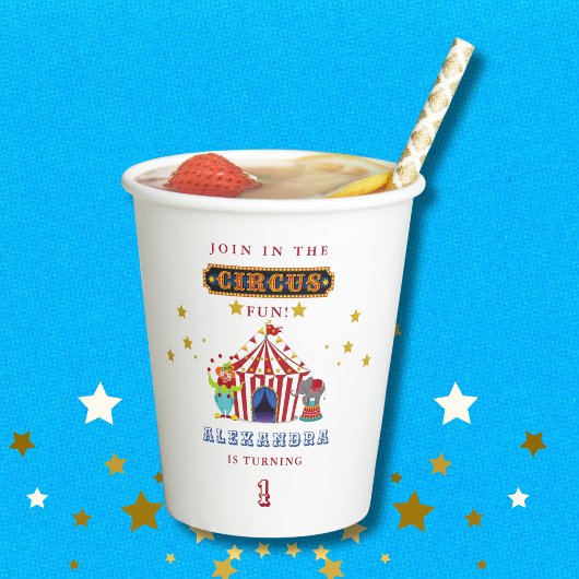 一来来つの全カーニバルサーカス第1誕生日 紙コップ