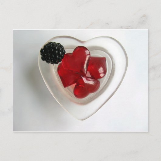 一杯のハートとブラックベリー ポストカード (正面)