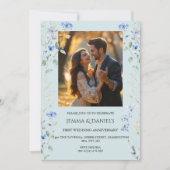  一枚の写真のフラワーデザイン 1st 結婚記念日  招待状 (正面)