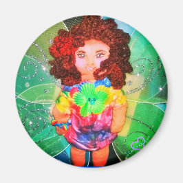 一枚人形グリーン磁石 マグネット