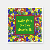 一次ハッピー顔ビーズ3 – グリーン – 紙ナプキンス スタンダードカクテルナプキン (正面)