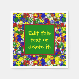 一次ハッピー顔ビーズ3 – グリーン – 紙ナプキンス スタンダードカクテルナプキン