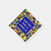 一次ハッピー顔ビーズ、4 – ブルー紙ナプキン スタンダードカクテルナプキン (角)