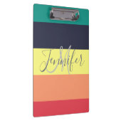 一次虹色ブロックストライプモノグラム名 クリップボード (右)