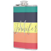 一次虹色ブロックストライプモノグラム名 フラスク (左)