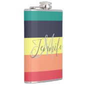 一次虹色ブロックストライプモノグラム名 フラスク (右)