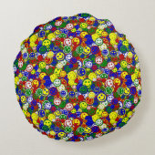 一次顔ビーズ赤円枕 ラウンドクッション (裏面)