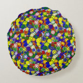 一次顔ビーズ – 青 – 丸 – 装飾用クッション ラウンドクッション (裏面)