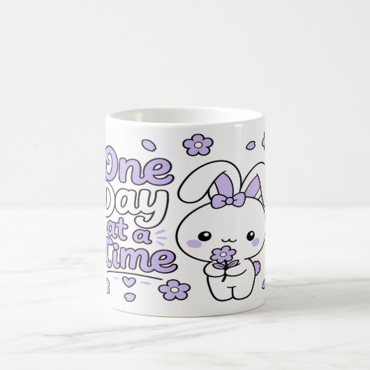 一歩ずつ前へ かわいいウサギの穏やかな言葉 コーヒーマグカップ (中央)