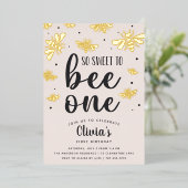 一歳の誕生日パーティーのホイルに甘い 箔招待状 (立ち正面)