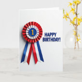 一歳の誕生日ロゼットカード カード (黄色い花)