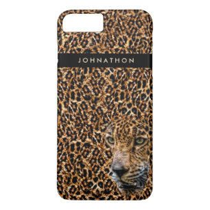 一流および野生猫が付いている男らしいブラウンのヒョウの毛皮 iPhone 8 PLUS/7 PLUSケース