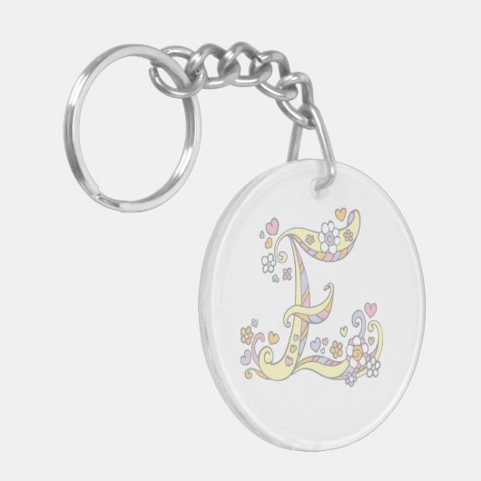 一流のイニシャルEの女の子の名前入りなkeychain キーホルダー (正面左)
