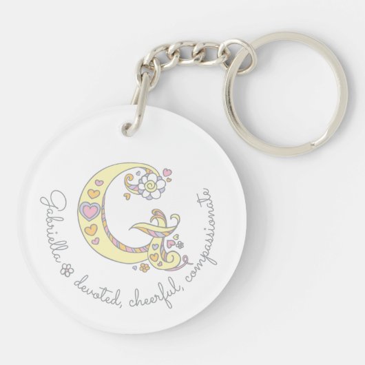 一流のイニシャルGの女の子の名前入りなkeychain キーホルダー (裏面)