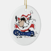 一流のオーナメントが付いているスノーボードサンタ セラミックオーナメント (右)