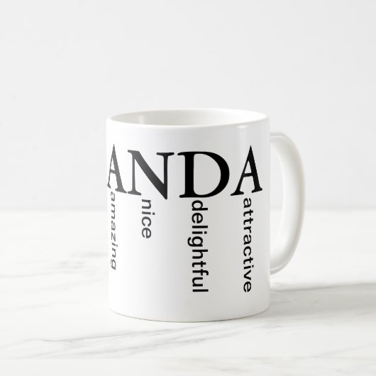 一流のカスタムの各手紙のための単語のアマンダのマグ コーヒーマグカップ (正面右)