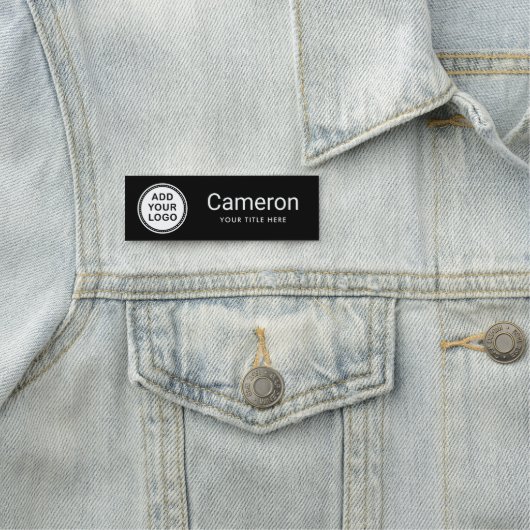 一流のタイトルのカスタムなロゴの黒ビジネス従業員 名札 (インサイチュ)