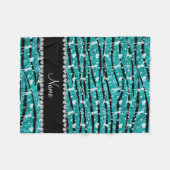 一流のターコイズのグリッターのシマウマのストライプなチアリーティング フリースブランケット (正面(横))