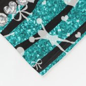 一流のターコイズのグリッターのシマウマのストライプなチアリーティング フリースブランケット (角)