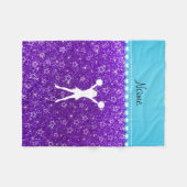 一流のチアリーダーのインディゴの紫色のグリッターの星 フリースブランケット (正面(横))