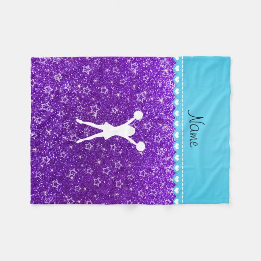一流のチアリーダーのインディゴの紫色のグリッターの星 フリースブランケット (正面(横))