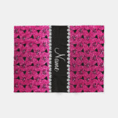 一流のネオンショッキングピンクのグリッターのカクテルグラスの弓 フリースブランケット (正面(横))