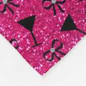 一流のネオンショッキングピンクのグリッターのカクテルグラスの弓 フリースブランケット (角)