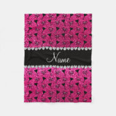 一流のネオンショッキングピンクのグリッターのカクテルグラスの弓 フリースブランケット (正面)