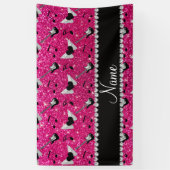 一流のネオンショッキングピンクのグリッターのギターのハートは飛びます 横断幕 (縦)