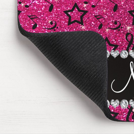 一流のネオンショッキングピンクのグリッター音楽は星に注意します マウスパッド (コーナー)