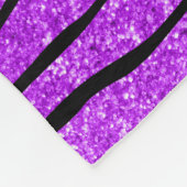 一流のネオン紫色のターコイズのグリッターのシマウマは縞で飾ります フリースブランケット (角)