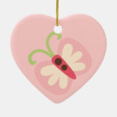 一流のハートのピンクの蝶 セラミックオーナメント (裏面)