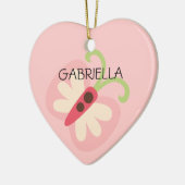 一流のハートのピンクの蝶 セラミックオーナメント (左)