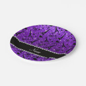 一流のパリのeiffekタワーのインディゴの紫色のグリッター ペーパープレート (アングル)