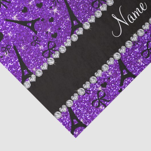 一流のパリのeiffekタワーのインディゴの紫色のグリッター 薄葉紙 (詳細)