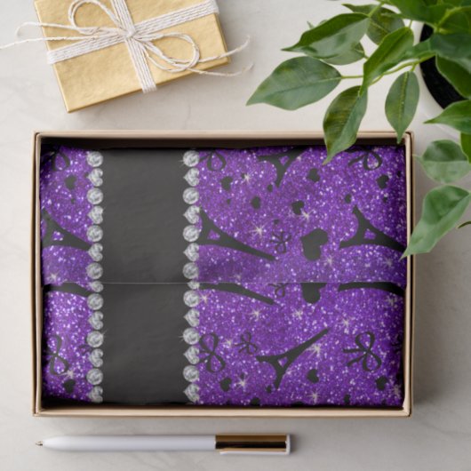 一流のパリのeiffekタワーのインディゴの紫色のグリッター 薄葉紙 (ギフト)