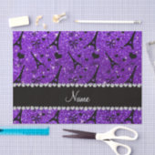 一流のパリのeiffekタワーのインディゴの紫色のグリッター 薄葉紙 (クラフト)