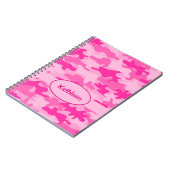 一流のパーソナライズなショッキングピンクのカムフラージュの執筆 ノートブック (左側)