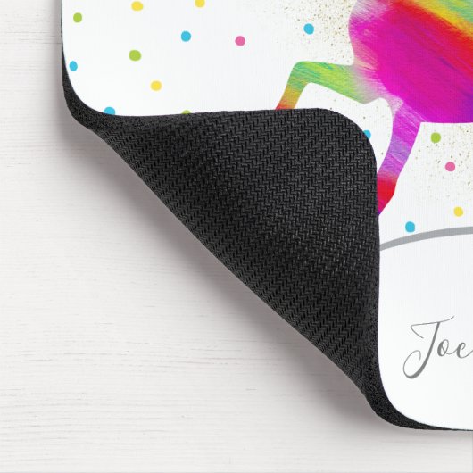 一流のパーソナライズな虹のユニコーンの金ゴールドのグリッターを加えて下さい マウスパッド (コーナー)